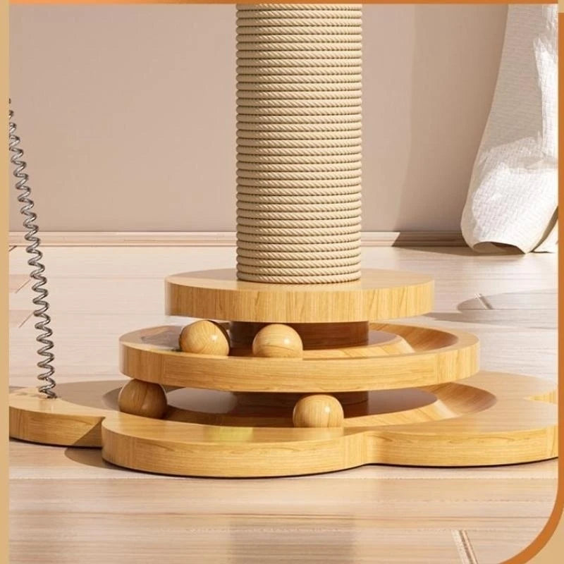 Wooden Cat Scratching Post | Medium to Large Sized Cat Toy