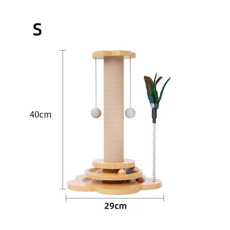 Wooden Cat Scratching Post | Medium to Large Sized Cat Toy