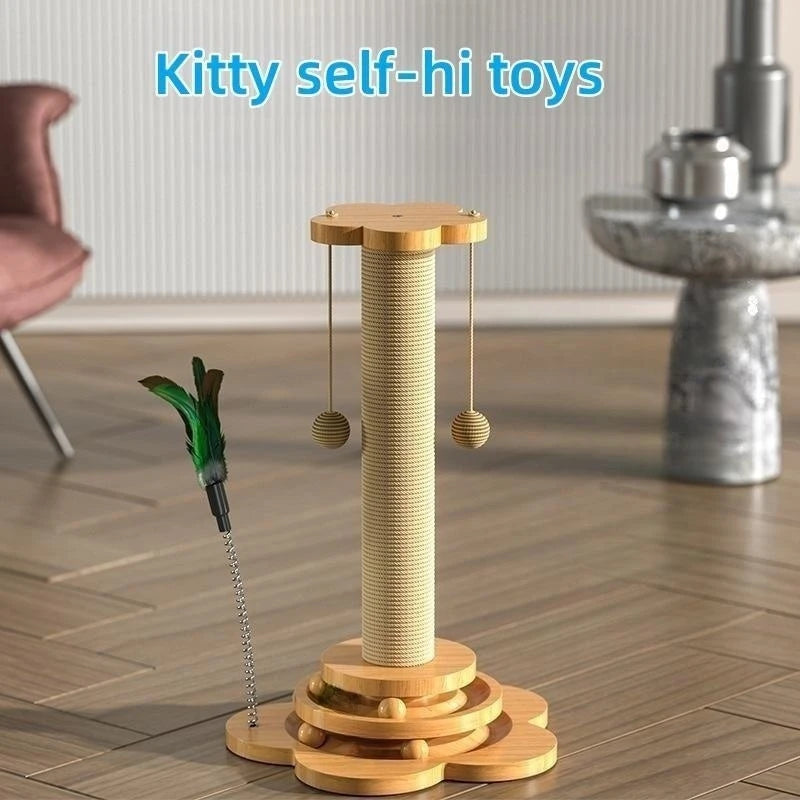 Wooden Cat Scratching Post | Medium to Large Sized Cat Toy