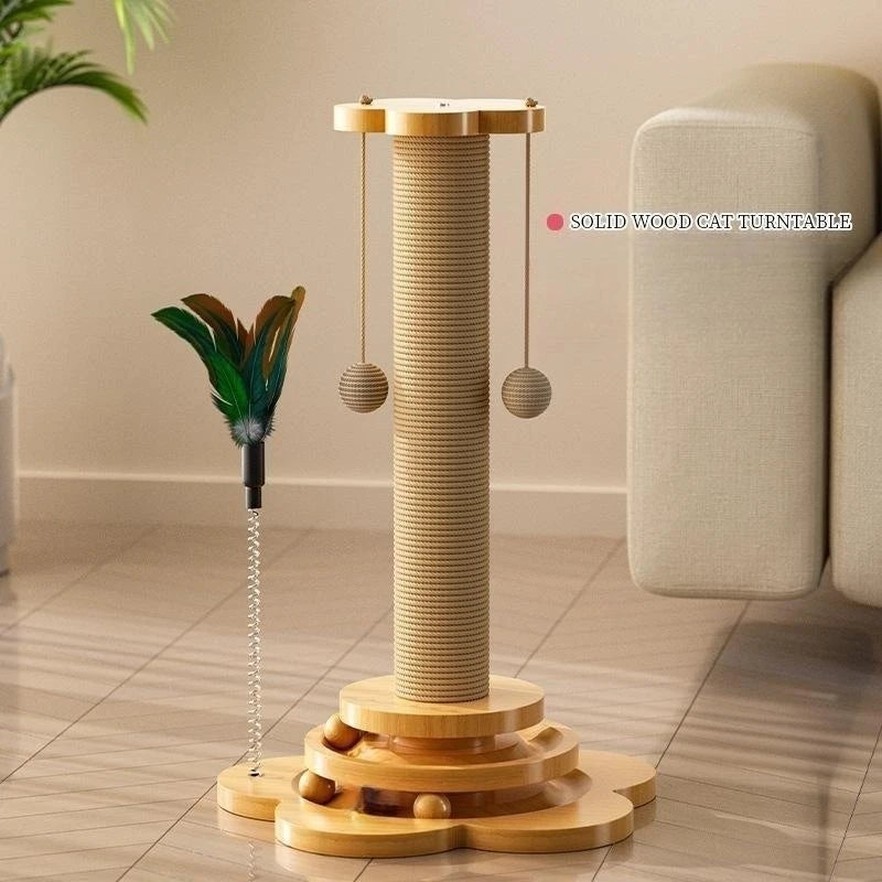 Wooden Cat Scratching Post | Medium to Large Sized Cat Toy