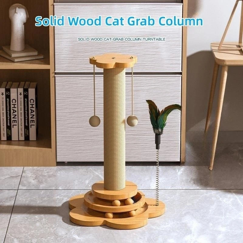 Wooden Cat Scratching Post | Medium to Large Sized Cat Toy